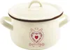 A cream-colored enamel pot with a heart design and a lid, isolated on a white background. Anteprima dell’immagine prodotto