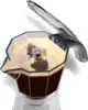 A close-up shot of a moka pot brewing coffee. Produktbild-Vorschau