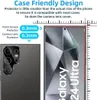 Marketing image showing a phone protector's case-friendly design and dimensions. Produktbild-Vorschau