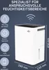 A white dehumidifier is shown with various feature callouts and dimensions. Anteprima dell’immagine prodotto