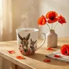 Tasse 10cm Porzellan 0,4L mit Eseln und Mohnblüten Weiß Produktbild-Vorschau 2