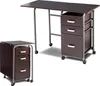 COSTWAY Table d'ordinateur pliante avec 3 tiroirs et Voir les images du produit 1