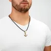 SERASAR | Kožený Náhrdelník pro Muže [Anchor] z Stainless Náhled obrázku produktu 3