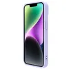 A purple iPhone 14 Plus case with a camera cover is shown from the side against a white background. Produktbild-Vorschau