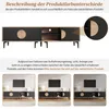 A TV cabinet is shown with a close-up detail and three different lighting scenarios. Anteprima dell’immagine prodotto