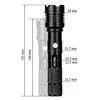 A black flashlight with measurement lines and dimensions indicated. Náhled obrázku produktu