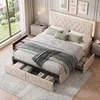 Lit tapissier INONEFT 160x200 cm avec 4 tiroirs et Voir les images du produit 1