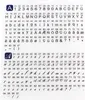 A grid of characters and numbers, likely a font sample or character map. Produktbild-Vorschau