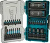 A set of Makita impact bits and sockets in a clear and teal plastic case, shown open. Náhled obrázku produktu