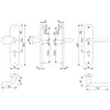 Technical drawings with dimensions of door handles and related hardware. Produktbild-Vorschau