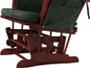 Close-up view of the base and lower part of a wooden rocking chair with green cushions. Podgląd zdjęcia produktu