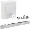A product shot of a gate opener motor with a gear, a rack, and several bolts on a white background. Náhľad obrázku produktu