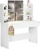 Casaria Coiffeuse Lucia Blanc tiroir LED table de Voir les images du produit 1