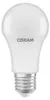 A studio shot of a white LED light bulb with a silver screw base. Produktbild-Vorschau