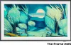 A Samsung Frame TV displaying a colorful landscape painting. Voir les images du produit