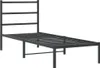 A black metal bed frame with a headboard is shown against a white background. Podgląd zdjęcia produktu