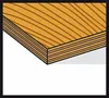 A close-up illustration of a layered wooden material, likely plywood, showing the grain pattern and the cross-section of its layers. Voir les images du produit