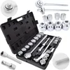 A set of socket wrenches and accessories laid out in a black case, with some items displayed separately. Anteprima dell’immagine prodotto