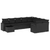 10-tlg. Garten-Sofagarnitur mit Kissen Schwarz Poly Rattan Produktbild-Vorschau 2