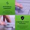 Collage of images showing features of a microwave container. Produktbild-Vorschau