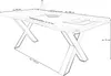 A diagram of a wooden dining table with dimensions indicated. Produktbild-Vorschau