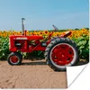 MuchoWow® Poster Traktor - Rot - Sonnenblume - Bauernhof - Produktbild-Vorschau 1
