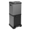 A gray and black multi-compartment trash can with foot pedals. Produktbild-Vorschau