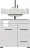 A white bathroom vanity with a sink and faucet, shown from the front. Podgląd zdjęcia produktu