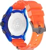 The back of a watch with a blue case and an orange strap. Náhled obrázku produktu