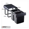 Poubelle de cuisine Ekotech EKKO.20 noire 2x16L pour meuble Voir les images du produit 2