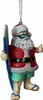 A Santa Claus ornament holding a surfboard and giving a thumbs up. Produktbild-Vorschau