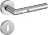 A stainless steel door handle and escutcheon plate are shown against a white background. Produktbild-Vorschau