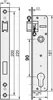 Technical drawing of a lock mechanism with dimensions. Produktbild-Vorschau