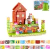 A collection of magnetic building blocks arranged to form a castle-like structure, with additional blocks displayed in the foreground and a product box and bag in the background. Náhľad obrázku produktu