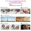Collage of AI photo editing features with before and after examples. Produktbild-Vorschau