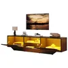 Meuble TV laqué brillant avec éclairage LED, meuble TV avec Voir les images du produit 13