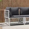 The Living Store Garten-Ecksofa mit Kissen Weiß Gewebe Produktbild-Vorschau 2
