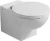 A white wall-mounted toilet with the lid closed, shown from a three-quarter angle against a white background. Produktbild-Vorschau