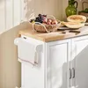 SoBuy Kücheninsel mit Holz-Arbeitsplatte, Obstkorb und Handtuchhalter im Landhausstil Produktbild-Vorschau
