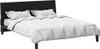A bed with white bedding and a black headboard, shown from a diagonal angle. Produktbild-Vorschau
