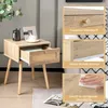 A nightstand with an open drawer, shown with decorative elements and close-up feature highlights. Náhled obrázku produktu