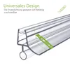 A close-up illustration of a clear plastic shower seal with a cutting tool and dashed lines indicating it can be cut to size. Podgląd zdjęcia produktu