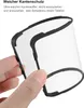 A hand is holding a transparent phone case with a black border. Produktbild-Vorschau