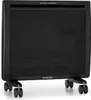 A black electric heater with wheels is shown from the front on a white background. Náhľad obrázku produktu