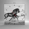 Wanduhr - Quadrat - Glasuhr - Pferde Tiere Galopp Wiese - Produktbild-Vorschau 3