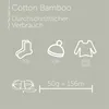 Diagram showing the average consumption of Cotton Bamboo yarn for different baby items and the yarn's length per weight. Produktbild-Vorschau