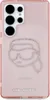 The back of a pink phone case with a Karl Lagerfeld K head design made of rhinestones. Produktbild-Vorschau