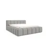 A light gray upholstered bed frame with a mattress on a white background. Produktbild-Vorschau
