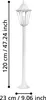 A white outdoor standing lamp with dimensions indicated. Anteprima dell’immagine prodotto