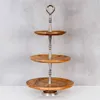 Holz Etagere 3 Etagen H60cm Mangoholz Metall Servierplatte Produktbild-Vorschau 2